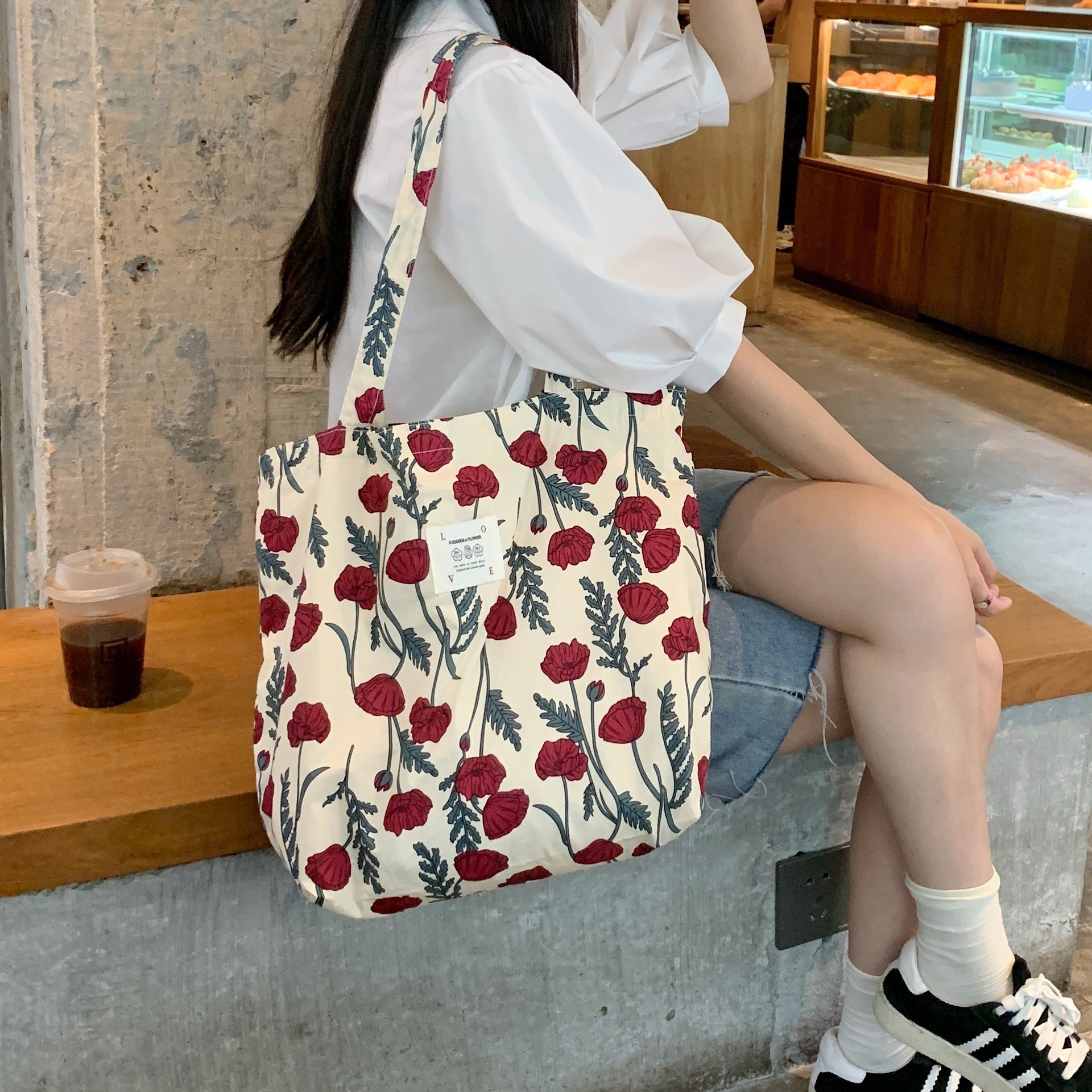Wholesale Large Capacity Canvas Single Broken Flower Handbag Shoulder Bag