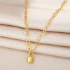Wholesale Street Retro Hip-Hop Paperclip Necklace Gold Cold Style Lock Pendant