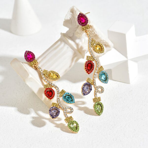 Wholesale Long Colorful Drop Crystal Christmas Light Bulb Earrings