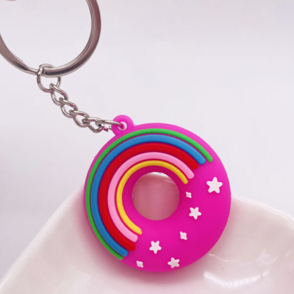 Wholesale PVC Cartoon Rainbow Donut Keychain