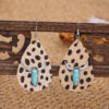 Wholesale Vintage Plush Leopard Print Turquoise Bull Scalp Earrings