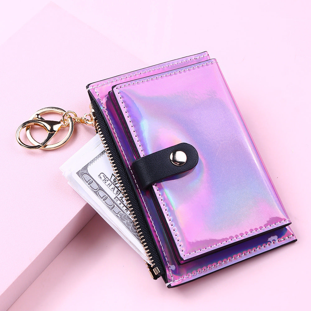 Wholesale PU Short Laser Glossy Zipper Coin Purse