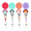 Wholesale Badge Reels Silicone Beaded Rainbow Retractable Keychain
