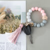 Wholesale Leopard Print Silicone Beaded Tassel Wrist Keychain