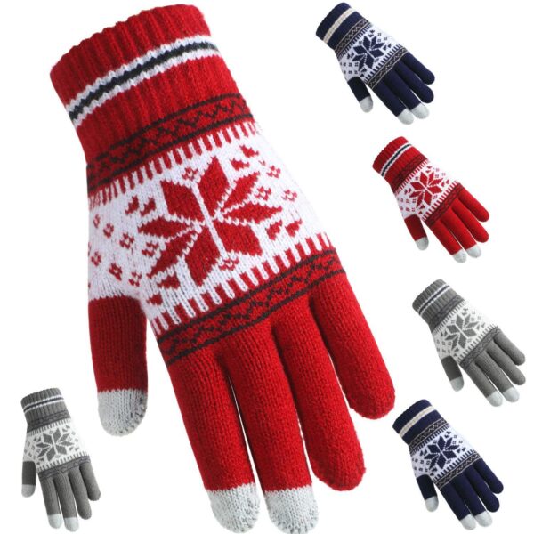 Wholesale Christmas Snowflake Touch Screen Knitted Thickened Gloves