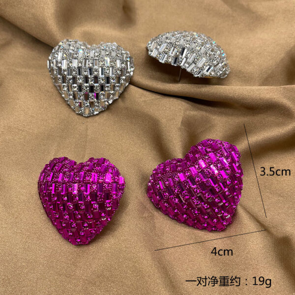Wholesale Love Colored Glass Full Diamond Earrings