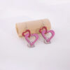 Wholesale Cute Hollow Color Heart Wooden Earrings