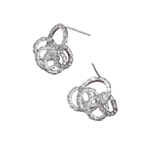 Wholesale Jewelry Rhinestone 5 Circle Alloy Earrings