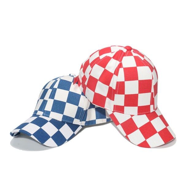 Wholesale Cotton Polyester Black and White Checkerboard Baseball Cap