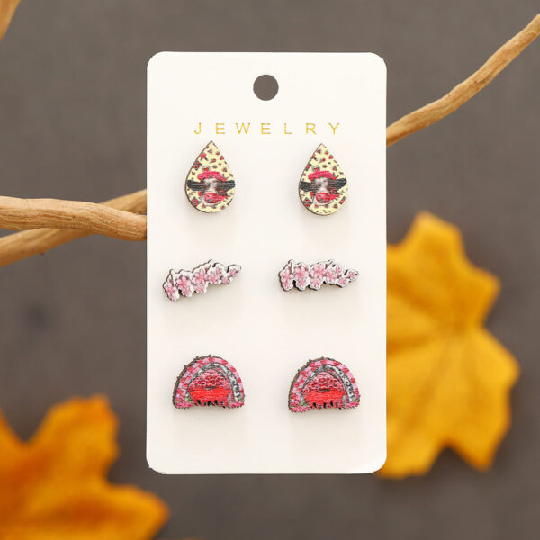 Wholesale Valentine's Day Printed Wooden Earrings