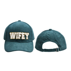 Ha cyan-WIFEY corduroy baseball cap / Adjustable