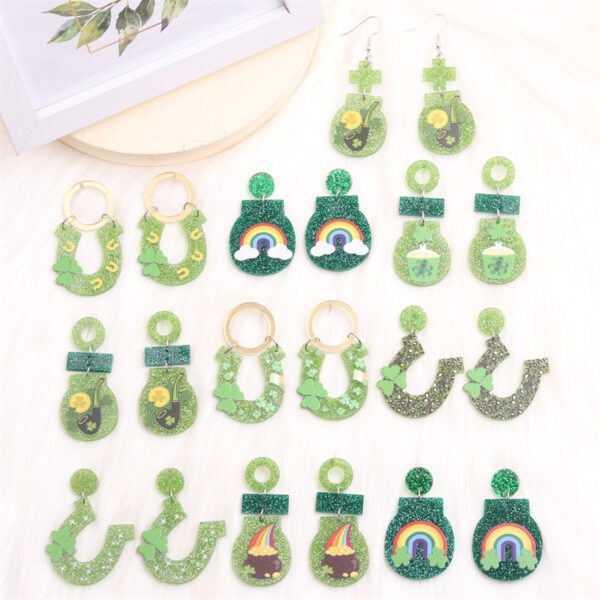 Wholesale St. Patrick's Clover Acrylic Earrings