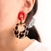 Wholesale Geometric Leopard Print Circle Acrylic Earrings