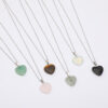 Wholesale Luminous Pendant Heart Natural Stone Titanium Steel Chain Necklaces