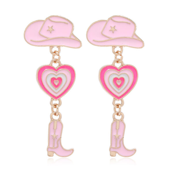 O1CN012v4y2121msS88gn5p_1121057028-0-cib Wholesale Western Cowboy Hats Boots Love Alloy Oil Drop Earrings