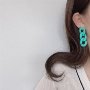 0634 Green Chain Ear Clip Pearl Spring Ear Clip