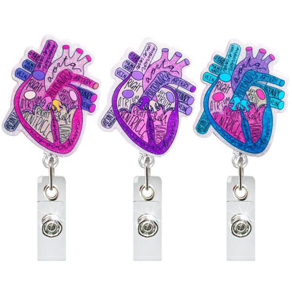 Wholesale Acrylic Glitter Heart Doctor Nurse Gift Retractable Keychain