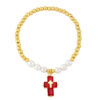 Wholesale Copper Plated Real Gold Cross Pendant Beaded Bracelet