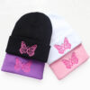 Wholesale Butterfly Embroidery Beanie Warm Acrylic Knitted Beanie