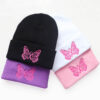 Wholesale Butterfly Embroidery Beanie Warm Acrylic Knitted Beanie