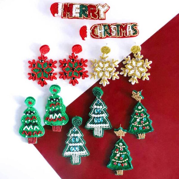 O1CN012zGO7J2G5ZCtdGlij_1904528964-0-cib Wholesale Christmas Tree Snowflake Handmade Resin Rice Ball Earrings