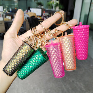 Wholesale Mini Colorful Diamond Durian Cup Keychains