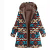 Wholesale Aztec Zipper Embroidered Vintage Warm Cotton Black Coat