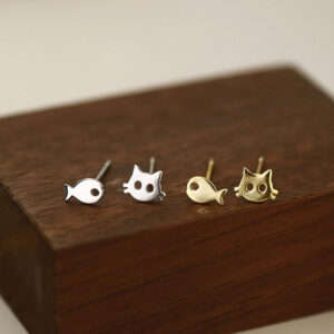Wholesale 925 Sterling Silver Cat Fish Earrings