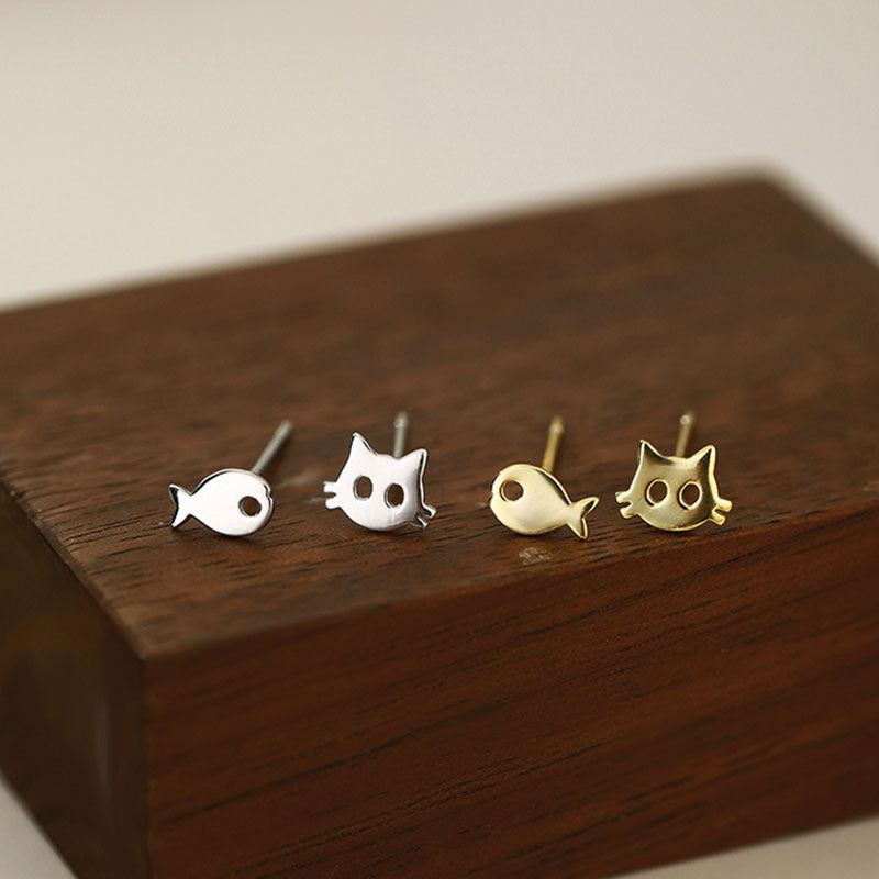 Wholesale 925 Sterling Sier Cat Fish Earrings