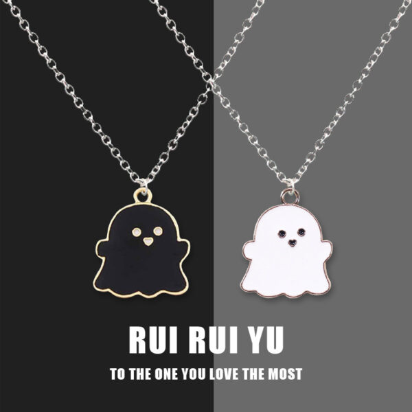 Wholesale Halloween Black and White Ghost Necklace