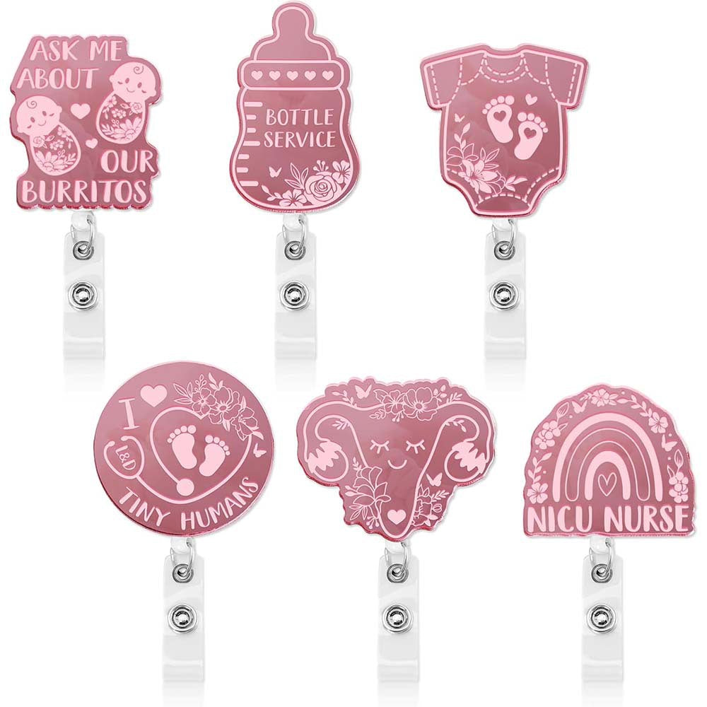 Wholesale PVC Gradient Color Medical Acrylic Badge Scroll Extendable Keychain