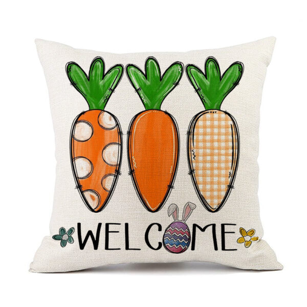 Wholesale Easter Truck Egg Bunny Print Linen Throw Pillow Cover