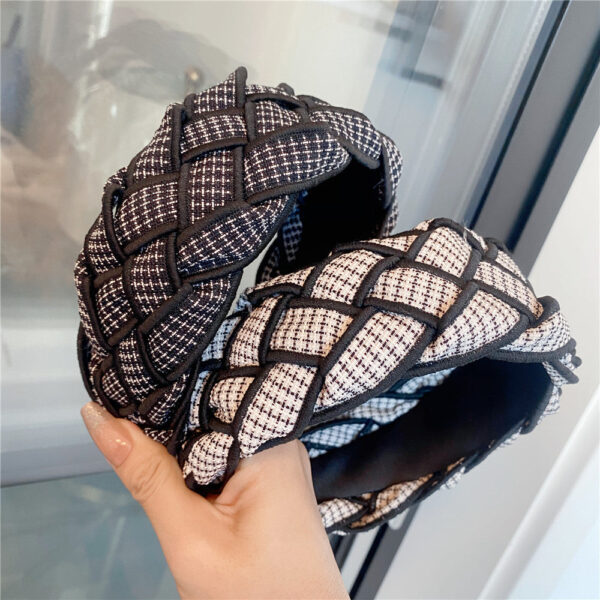 O1CN0135Lqk51Qp2W0EKRpm__936802024-0-cib Wholesale Autumn and Winter High Skull Wide Edge Braided Houndstooth Headband