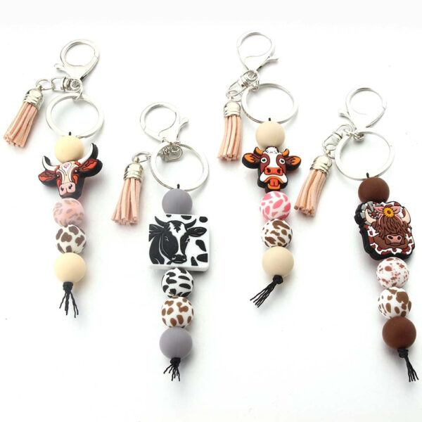 Wholesale Silicone Bead Tassel Keychain