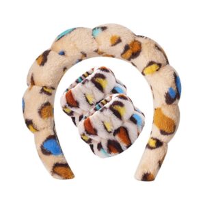 Colorful leopard print headband + 2 wrist straps (three elastic seams)