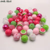 Wholesale 50PCS/Pack 20MM Tricolor Stripe Acrylic Beads Bubblegum Beads