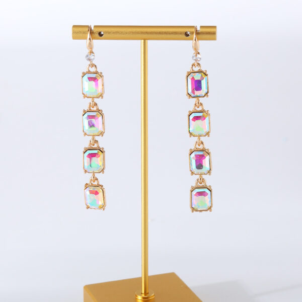 Wholesale Colorful Crystal Alloy Inlaid Glass Diamond Multi-layer Earrings
