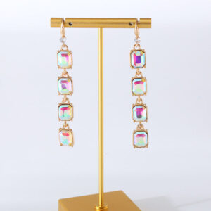 Wholesale Colorful Crystal Alloy Inlaid Glass Diamond Multi-layer Earrings
