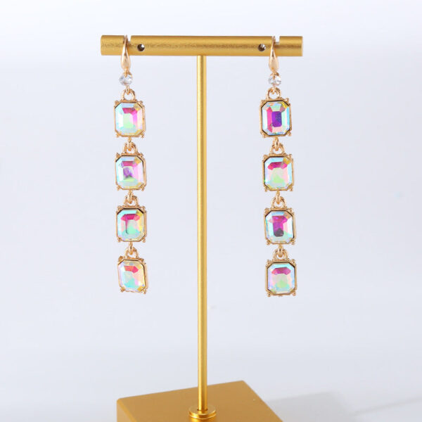 Wholesale Colorful Crystal Alloy Inlaid Glass Diamond Multi-layer Earrings