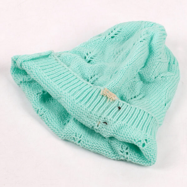 Wholesale Pure Woolen Hat Hollow Leaf Lace Button Knitted Hat