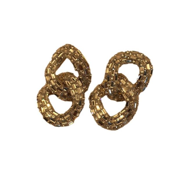 Wholesale Chain Shaped Diamond Inlaid Colored Earrings
