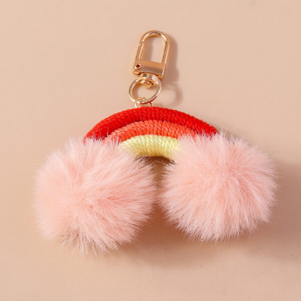 O1CN013CItW22KzDo9JaFp7_2211051639627-0-cib Wholesale Cartoon Fur Ball Hand Knitted Rainbow Keychain