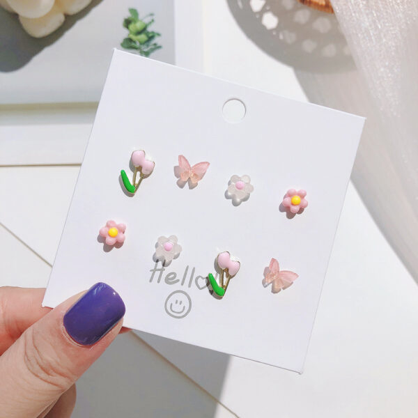 Wholesale Silver Needle 925 Color Tulip Butterfly Earrings Set