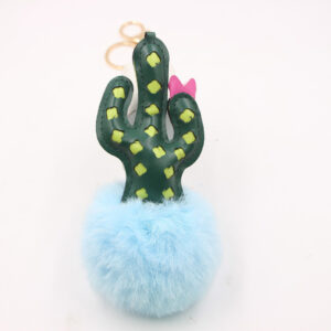 Light Blue / Cactus gold keychain