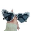 Wholesale PC Large Frame Inlaid with Pearl Heart Women's UV Resistant Sunglasses