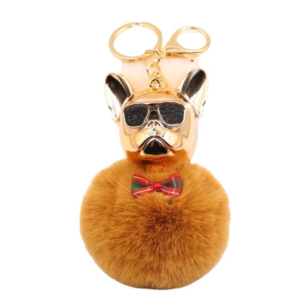 Wholesale New Creative Sunglasses French Dou Plush Ball Keychain