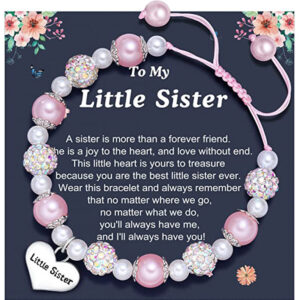 Engraved Little Sister + pink + Sister card