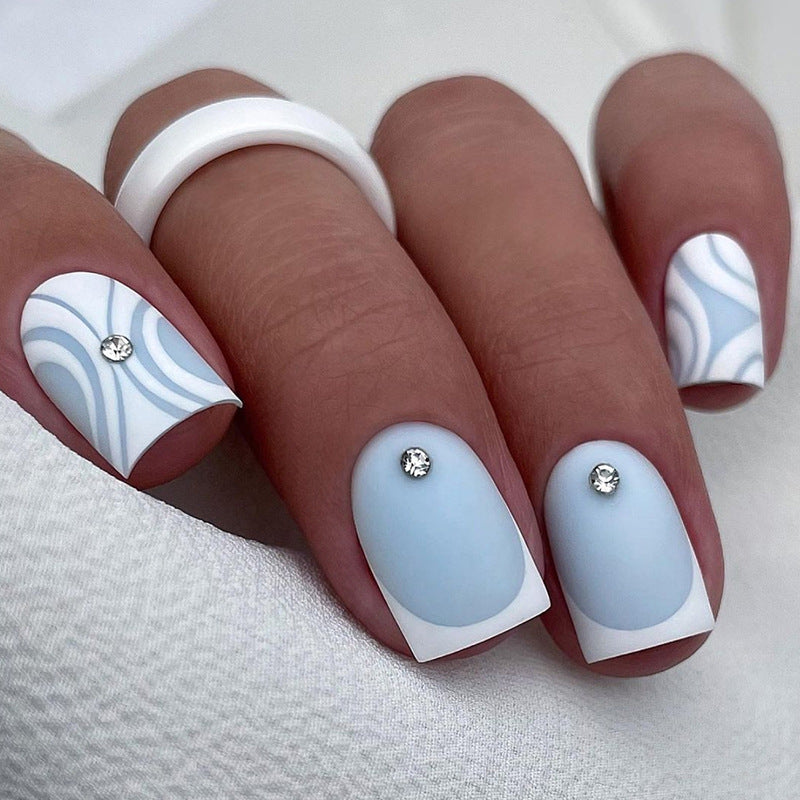 Wholesale Plastic Light Blue Square Matte False Nails