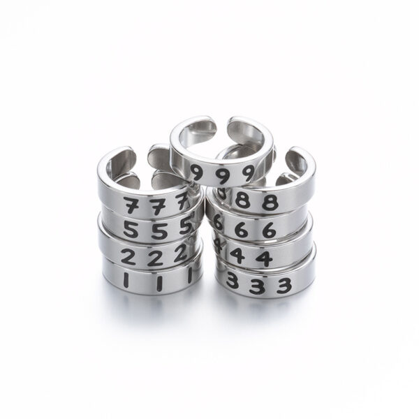 Wholesale Lucky Angel Numbers Stainless Steel Rings