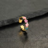 Wholesale Colorful Smiley Flower Opening Adjustable Stainless Steel Ring